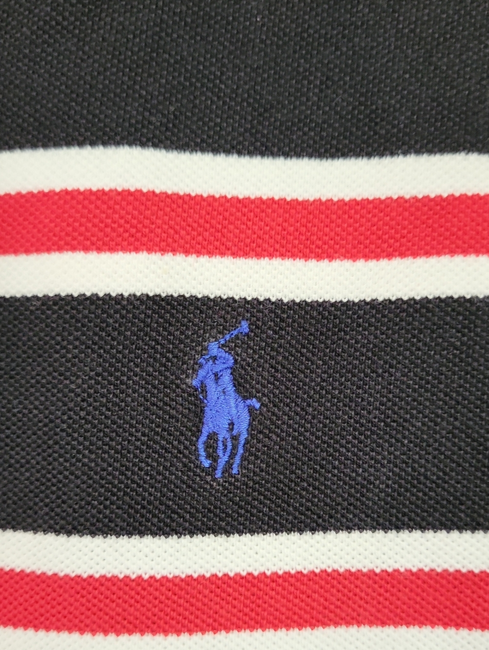 Polo Ralph Lauren Shirt Mens Medium Black Red Stripe Short Sleeve Polo